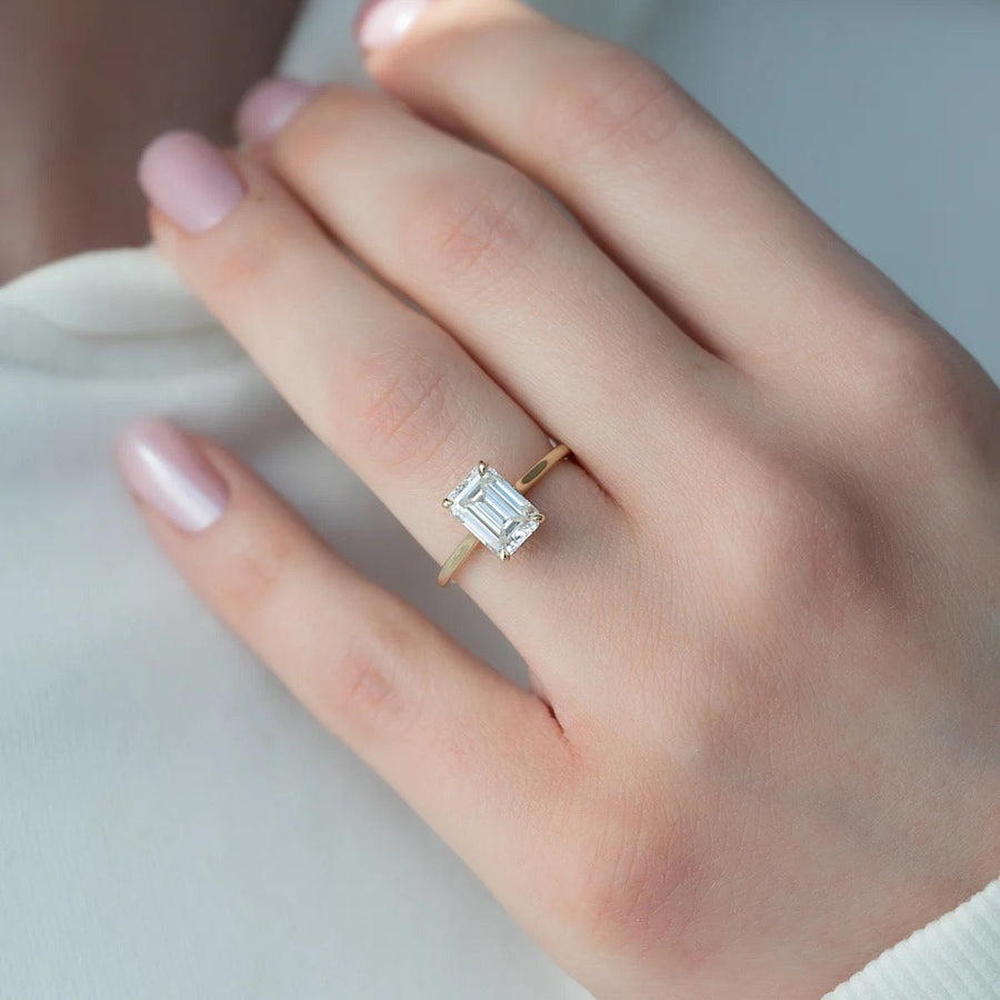  The Ellie Emerald Lab Diamond Ring 14k Yellow Gold 003