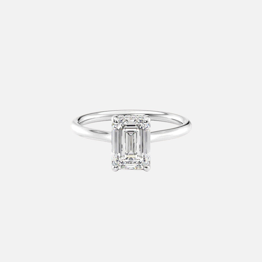  The Ellie Emerald Lab Diamond Ring 18k White Gold 001