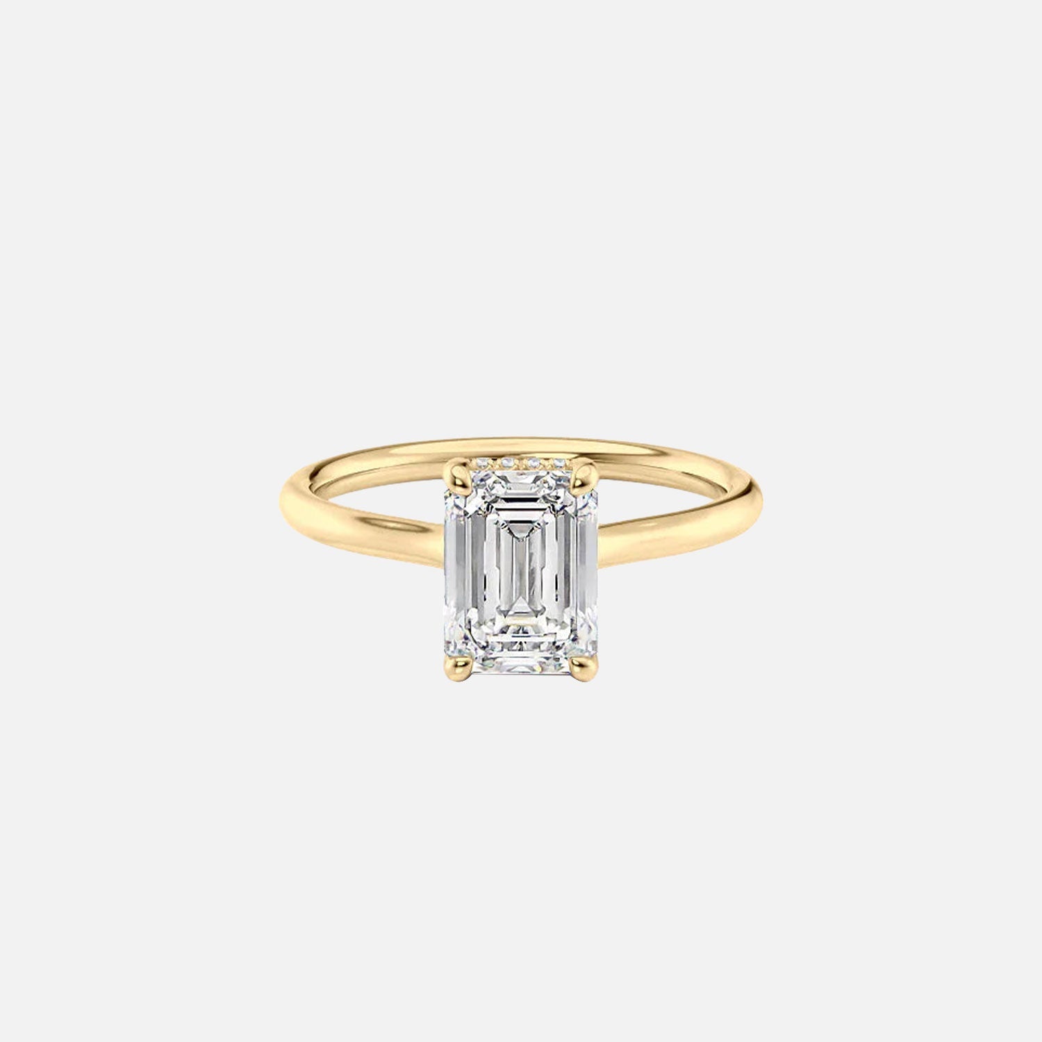 The Ellie Emerald Moissanite Ring 14k Yellow Gold 001
