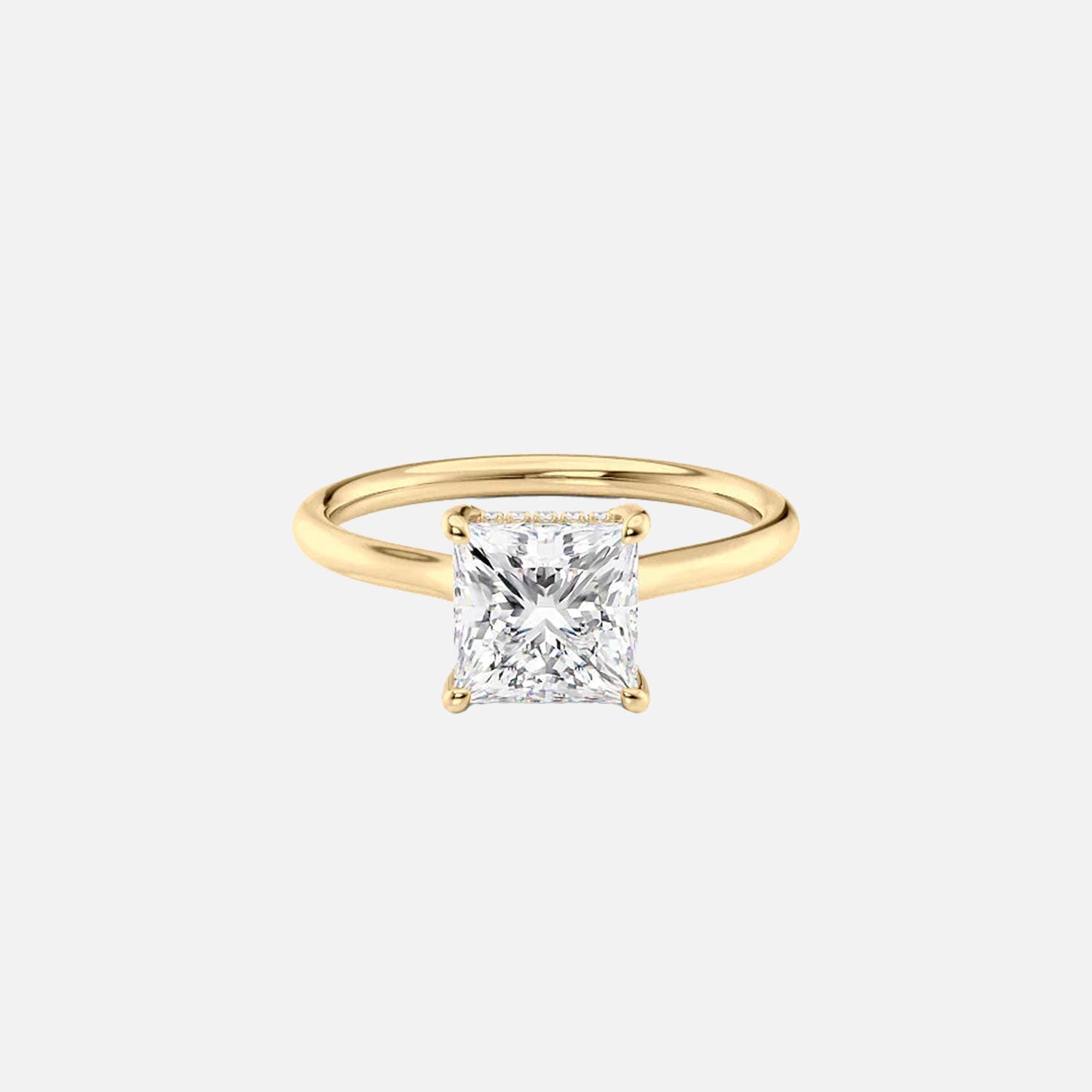 The Ellie Princess Moissanite Ring 14k Yellow Gold 001