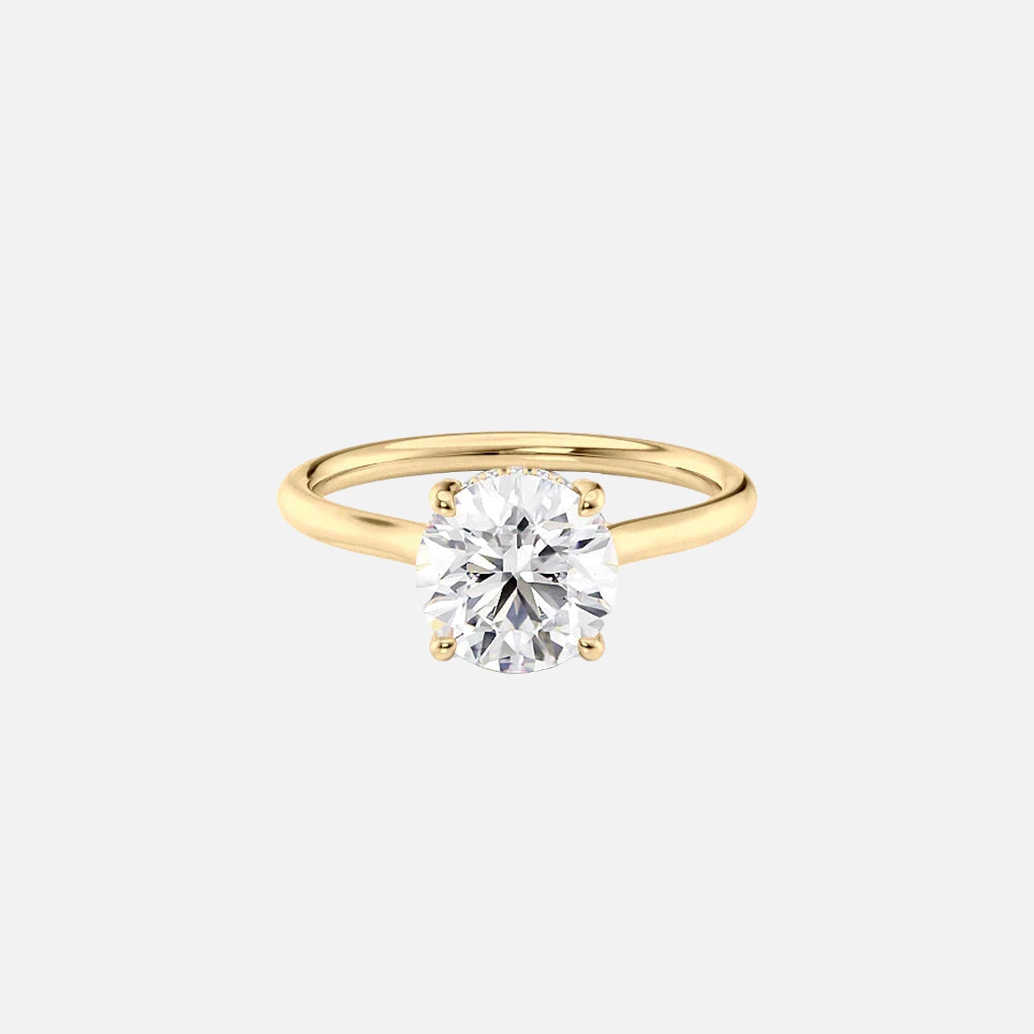 The Ellie Round Moissanite Ring 14k Yellow Gold 001