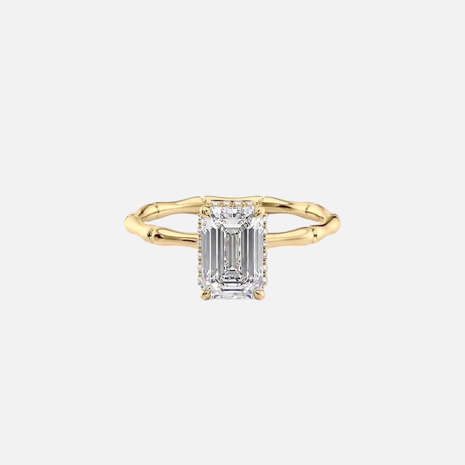 The Eve Emerald Moissanite Ring 14k Yellow Gold 001