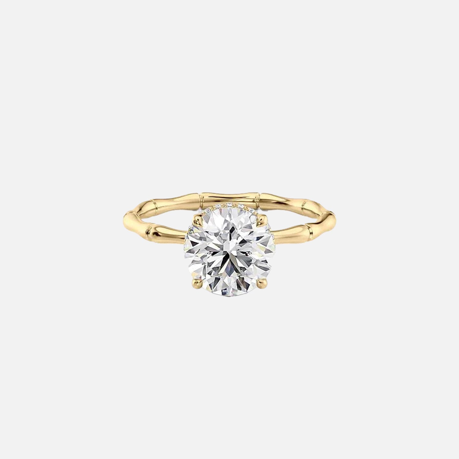 The Eve Round Moissanite Ring 14k Yellow Gold 001