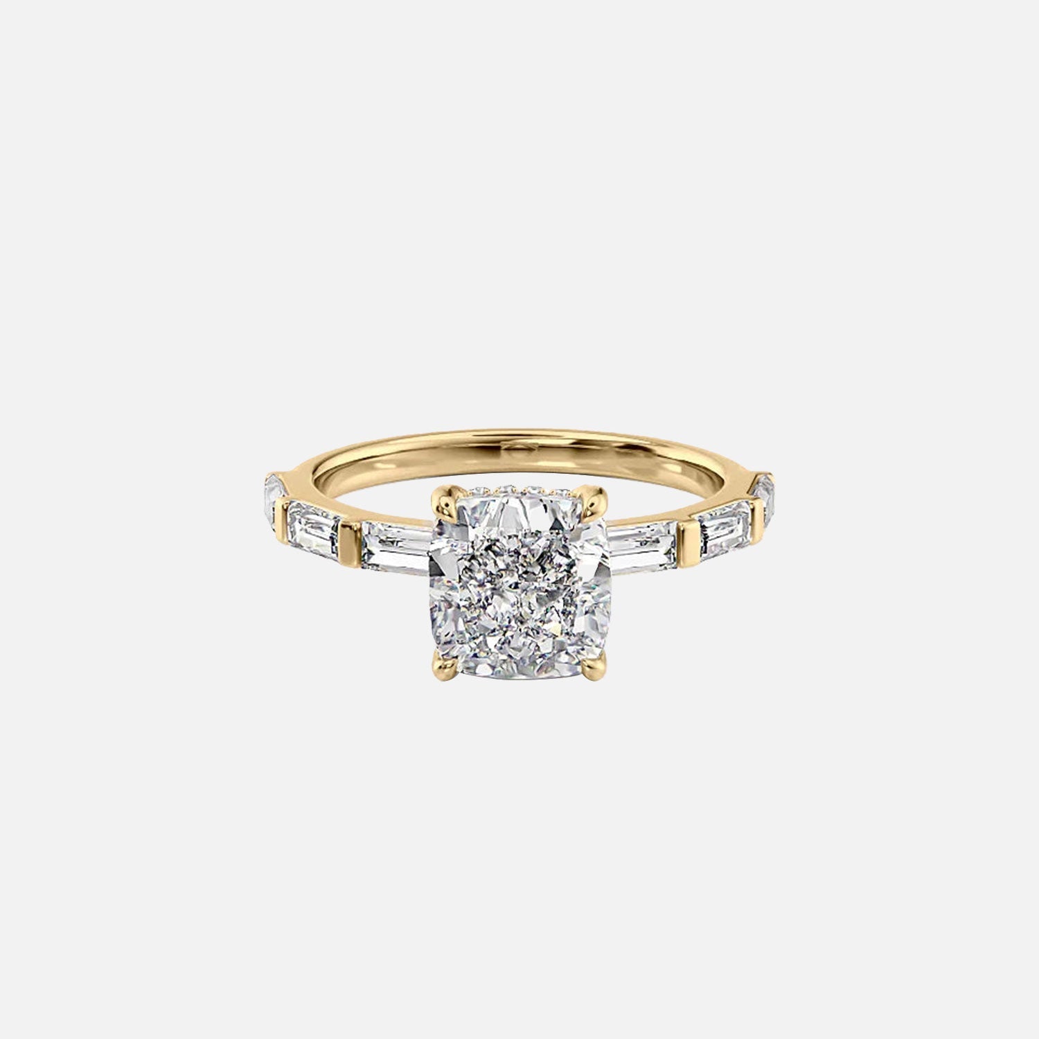 The Hailey Cushion Lab Diamond Ring 14k Yellow Gold 001