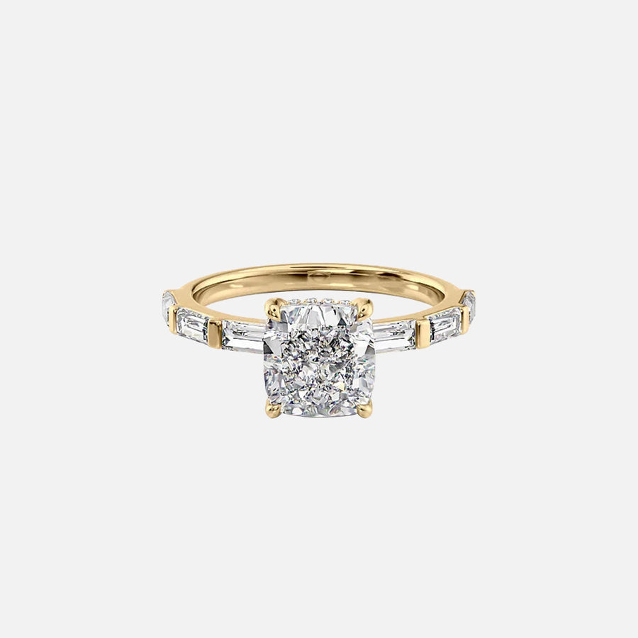 The Hailey Cushion Lab Diamond Ring 14k Yellow Gold 001