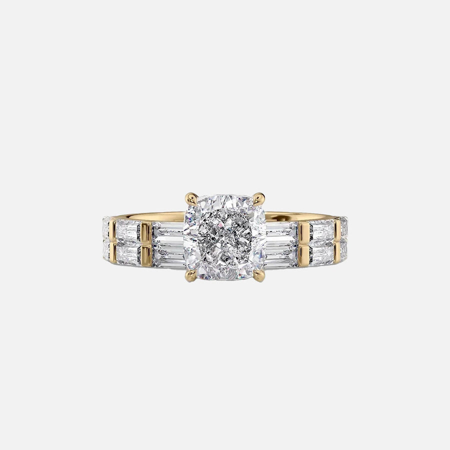  The Hailey Cushion Lab Diamond Ring 18k Yellow Gold 003