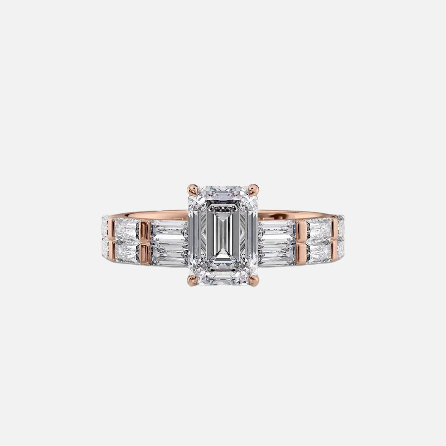  The Hailey Emerald Lab Diamond Ring 14k Rose Gold 003