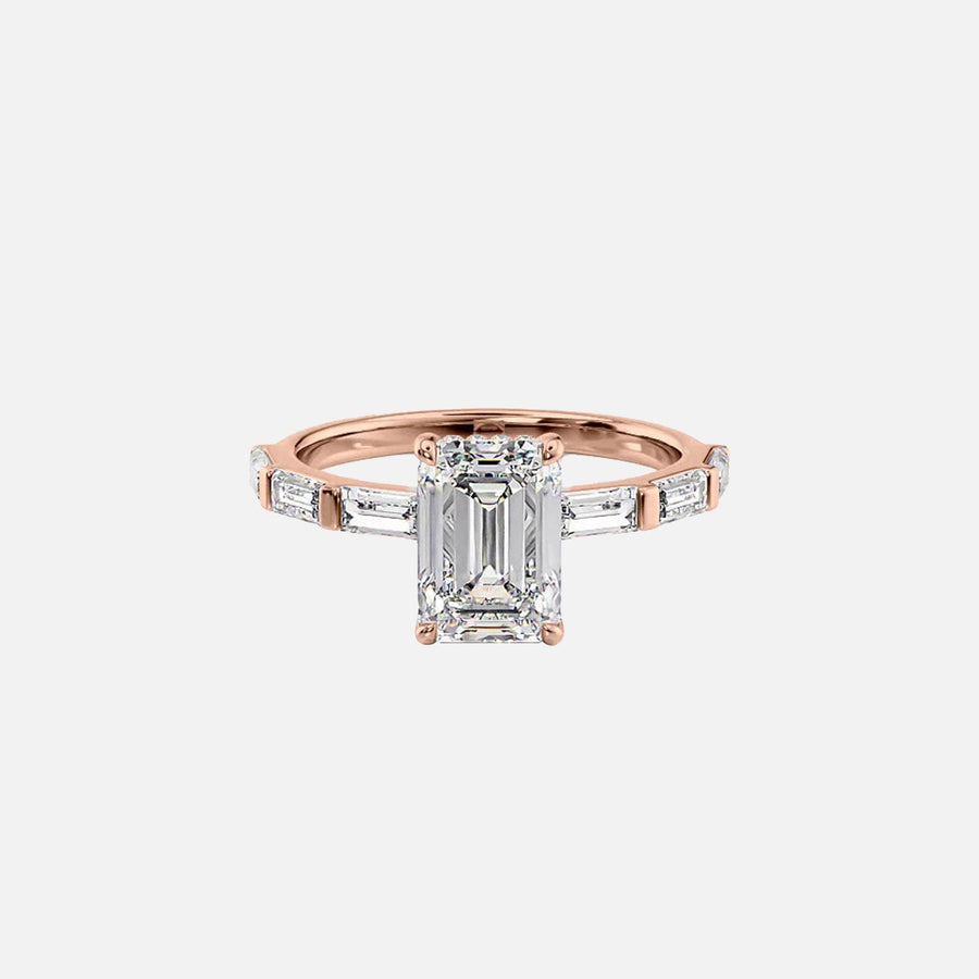 The Hailey Emerald Lab Diamond Ring 18k Rose Gold 001