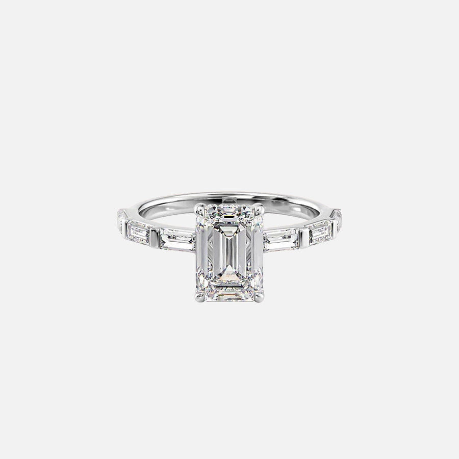  The Hailey Emerald Lab Diamond Ring 18k White Gold 001