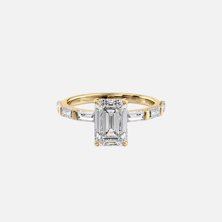  The Hailey Emerald Lab Diamond Ring 18k Yellow Gold 001