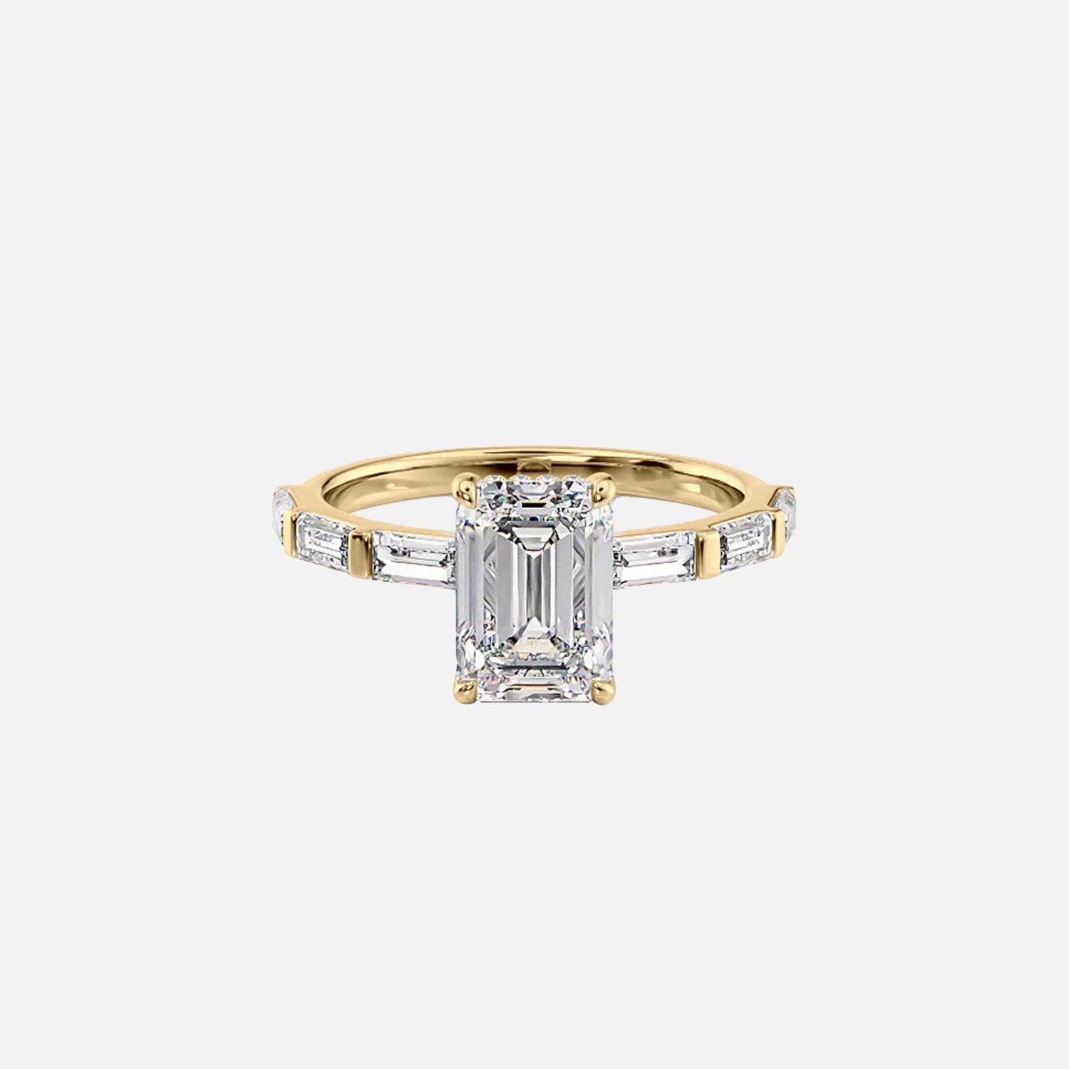 The Hailey Emerald Moissanite Ring 14k Yellow Gold 001