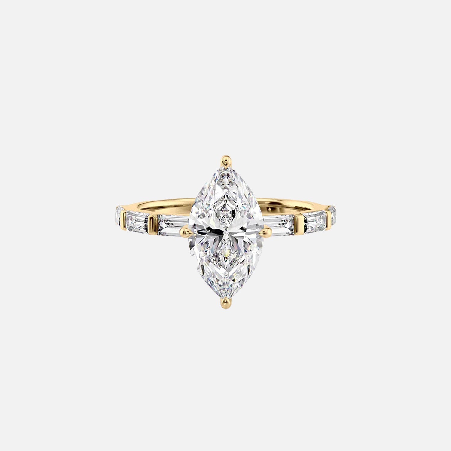 The Hailey Marquise Moissanite Ring 14k Yellow Gold 001