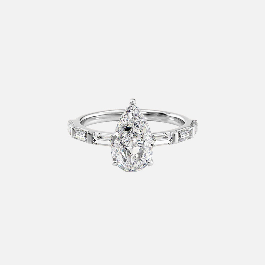  The Hailey Pear Moissanite Ring 18k White Gold 001