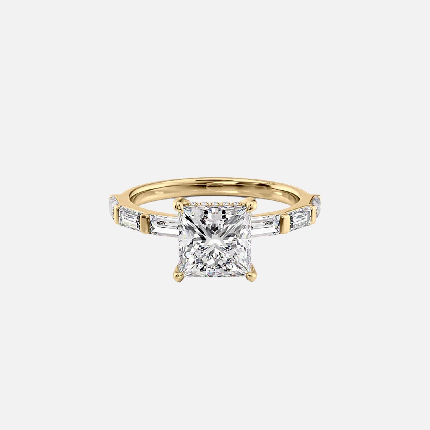 The Hailey Princess Moissanite Ring 14k Yellow Gold 001