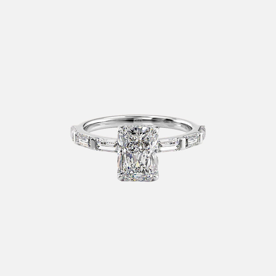  The Hailey Radiant Moissanite Ring 14k White Gold 001