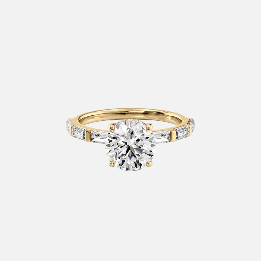  The Hailey Round Moissanite Ring 18k Yellow Gold 001