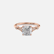  The Halo Stephanie Cushion Lab Diamond Ring 14k Rose Gold 001