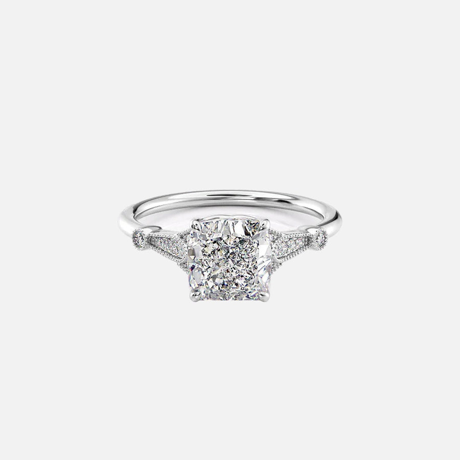  The Halo Stephanie Cushion Lab Diamond Ring 18k White Gold 001
