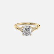  The Halo Stephanie Cushion Lab Diamond Ring 18k Yellow Gold 001