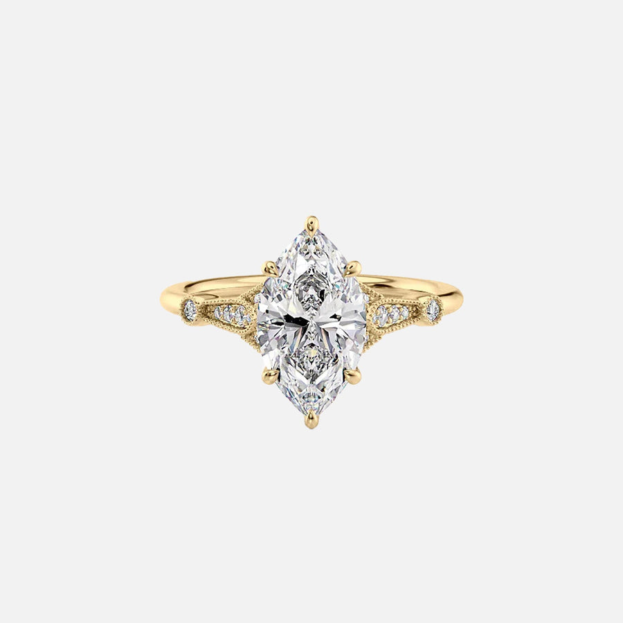 The Halo Stephanie Marquise Lab Diamond Ring 14k Yellow Gold 001