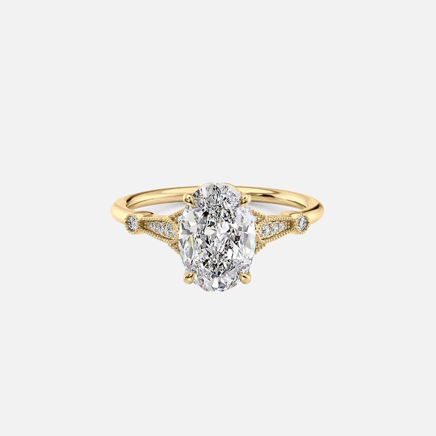 The Halo Stephanie Oval Lab Diamond Ring 14k Yellow Gold 001