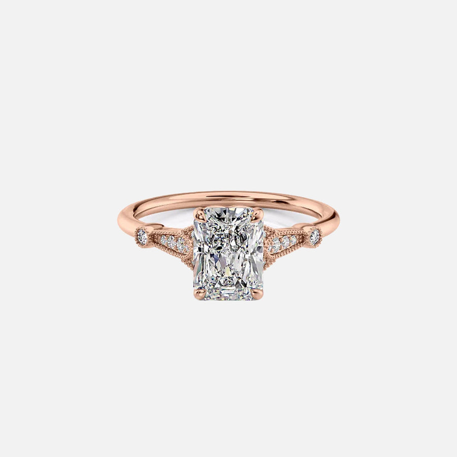  The Halo Stephanie Radiant Lab Diamond Ring 14k Rose Gold 001