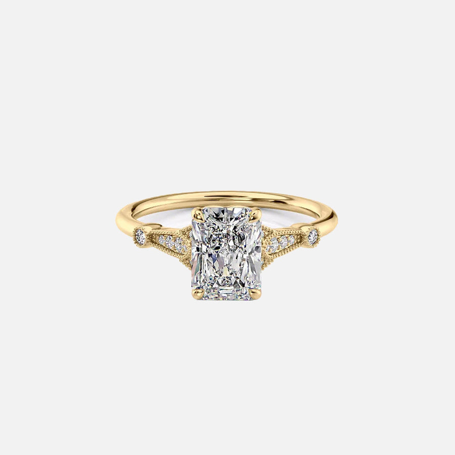 The Halo Stephanie Radiant Lab Diamond Ring 14k Yellow Gold 001