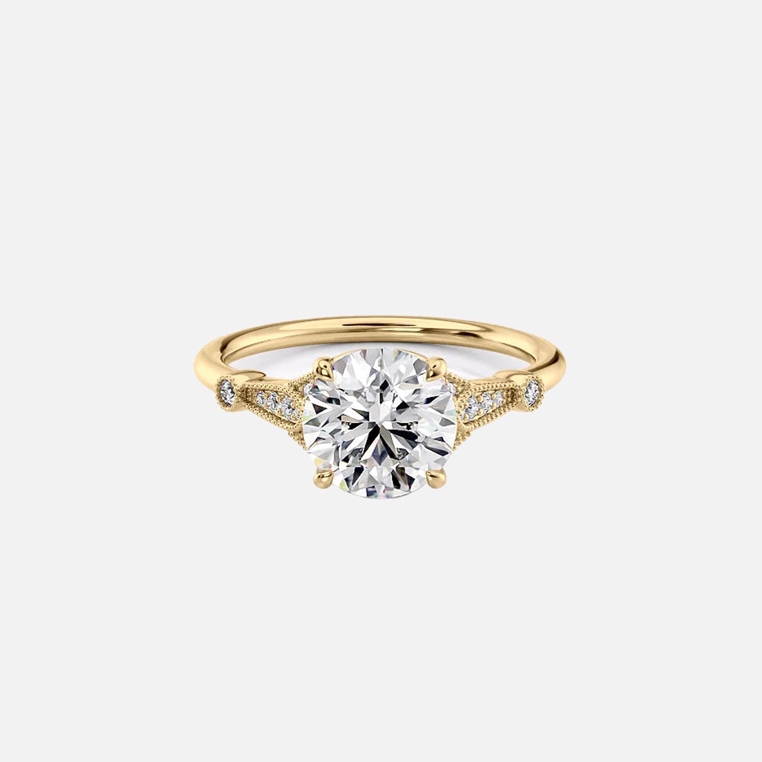 The Halo Stephanie Round Lab Diamond Ring 14k Yellow Gold 001