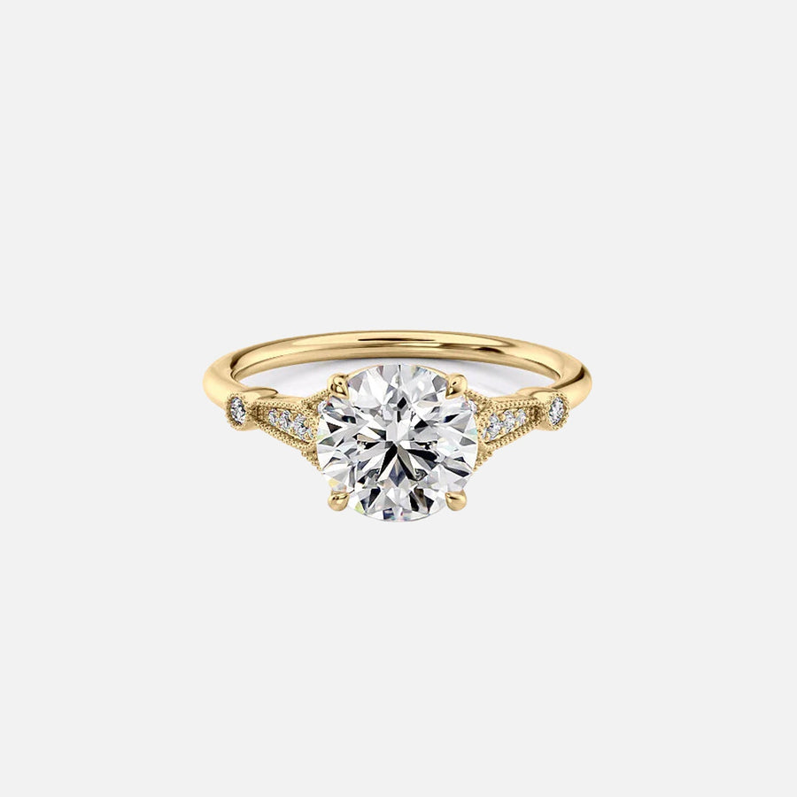  The Halo Stephanie Round Lab Diamond Ring 18k Yellow Gold 001