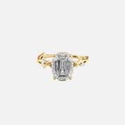 The Halo Twig Emerald Lab Diamond Ring 14k Yellow Gold 001
