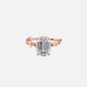  The Halo Twig Emerald Moissanite Ring 14k Rose Gold 001