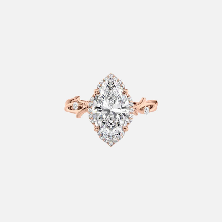  The Halo Twig Marquise Lab Diamond Ring 14k Rose Gold 001