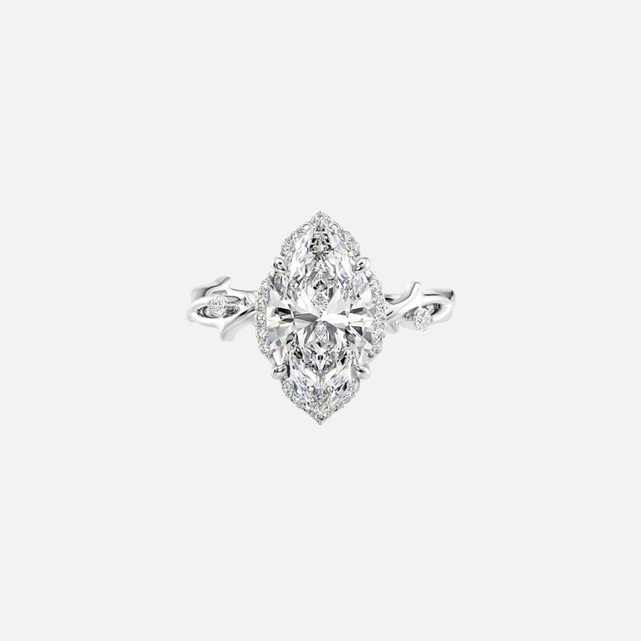  The Halo Twig Marquise Lab Diamond Ring 18k White Gold 001