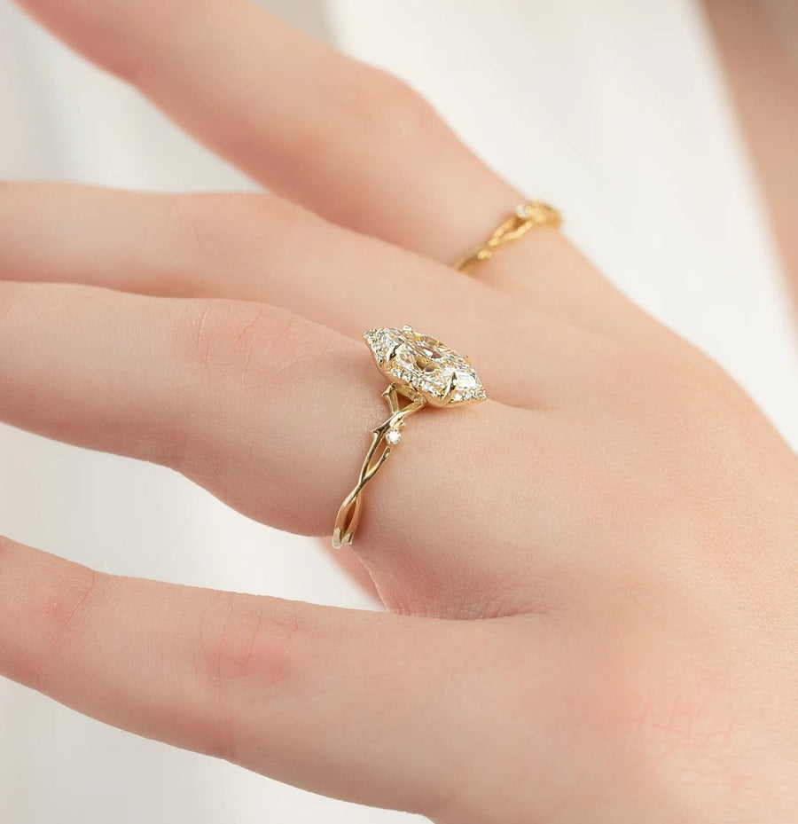  The Halo Twig Marquise Lab Diamond Ring 18k Yellow Gold 004 Final