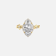 The Halo Twig Marquise Moissanite Ring 14k Yellow Gold 001
