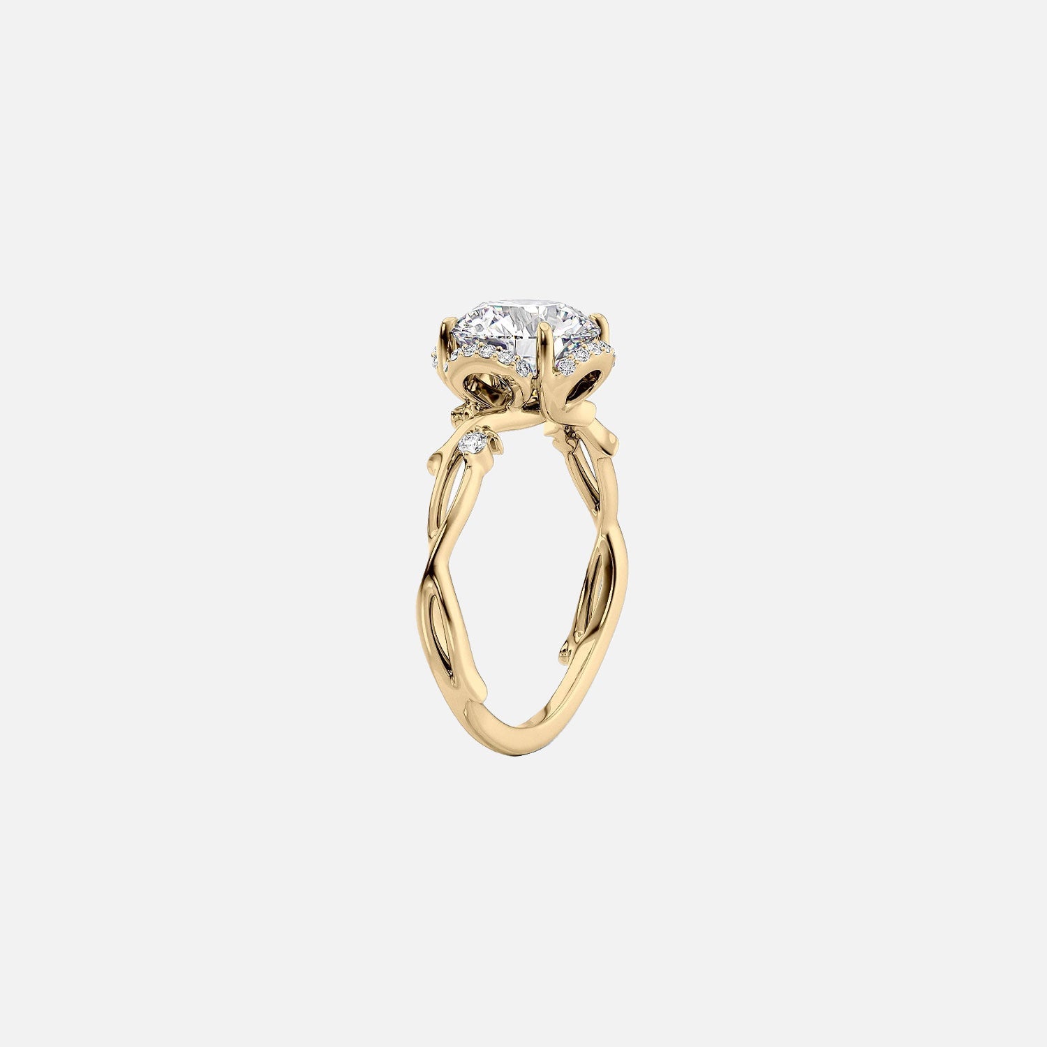  The Halo Twig Oval Moissanite Ring 14k Yellow Gold 002