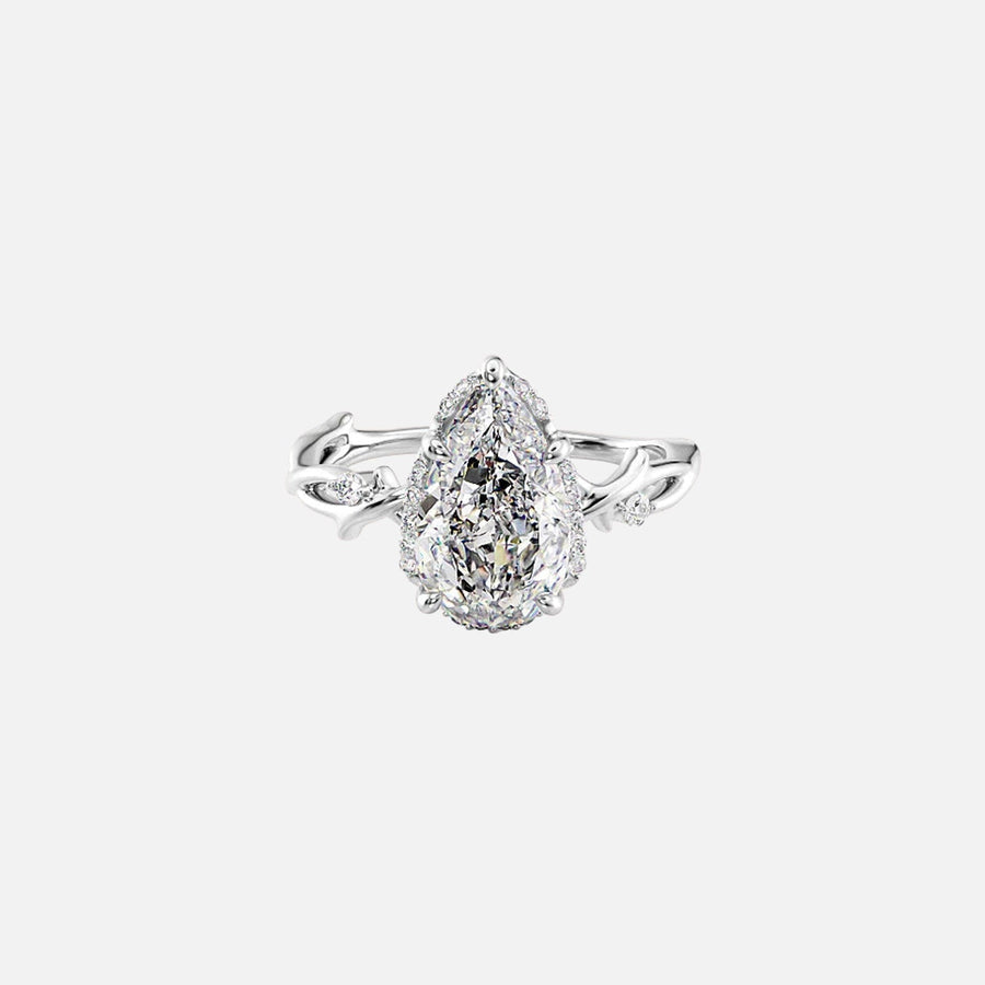  The Halo Twig Pear Lab Diamond Ring 14k White Gold 001