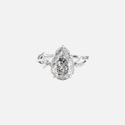  The Halo Twig Pear Moissanite Ring 18k White Gold 001