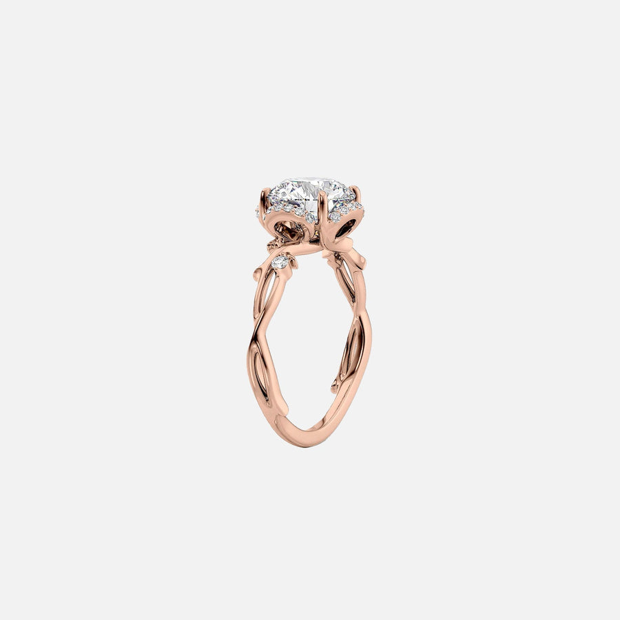  The Halo Twig Princess Lab Diamond Ring 14k Rose Gold 002