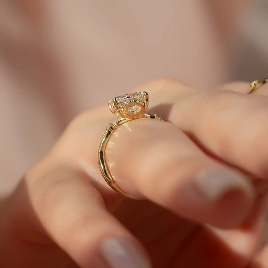  The Halo Twig Princess Lab Diamond Ring 18k Yellow Gold 004 Final