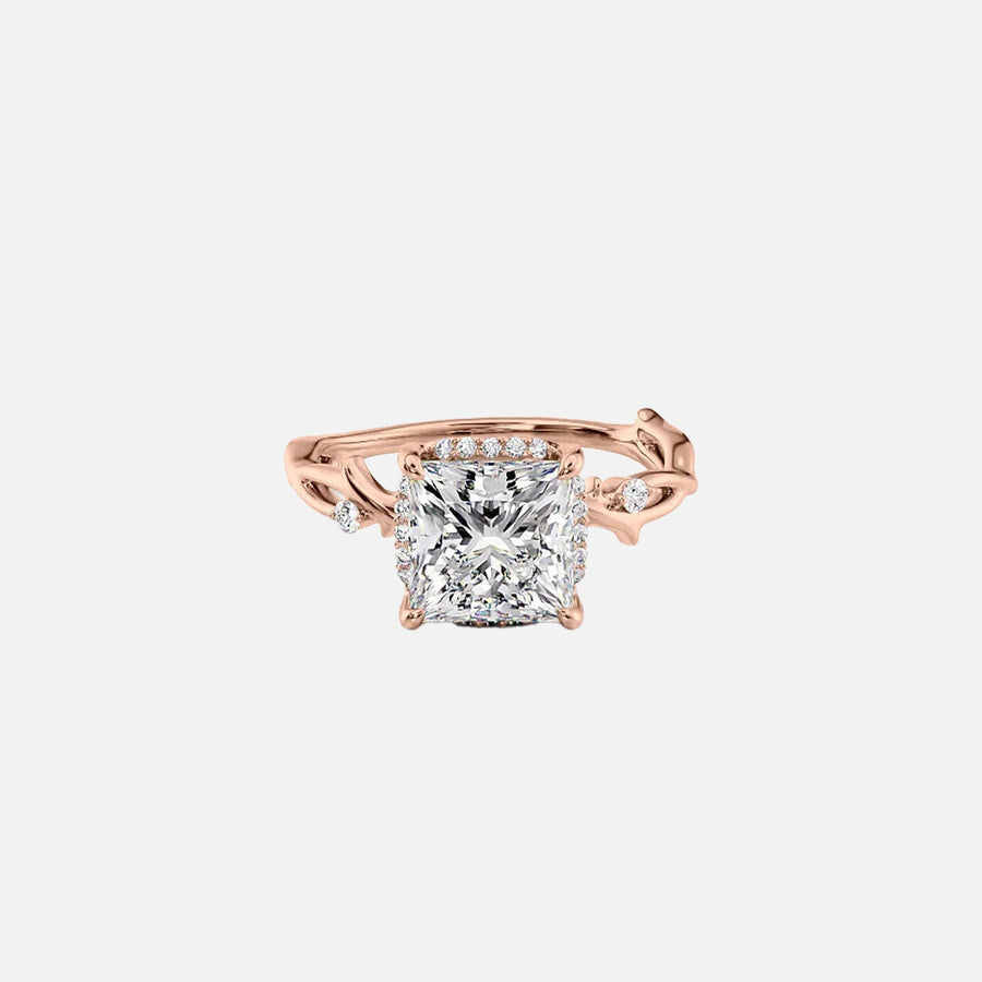  The Halo Twig Princess Moissanite Ring 14k Rose Gold 001