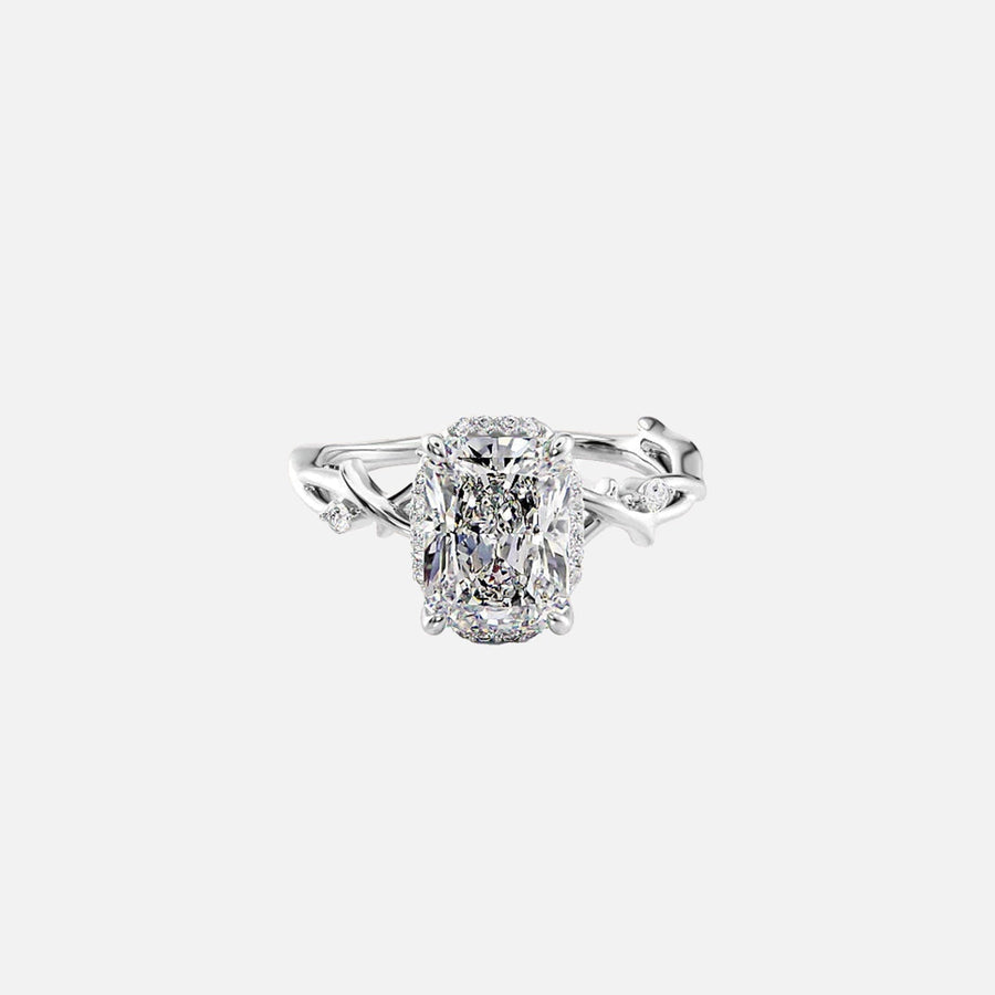  The Halo Twig Radiant Lab Diamond Ring 18k White Gold 001