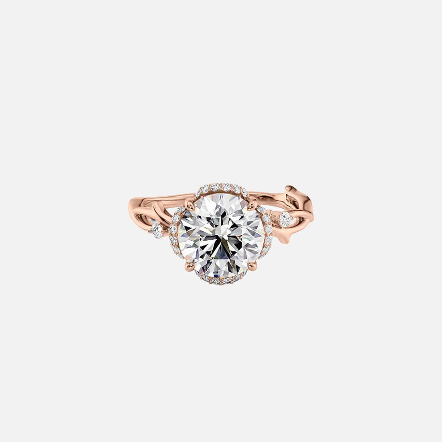 The Halo Twig Round Lab Diamond Ring 14k Rose Gold 001