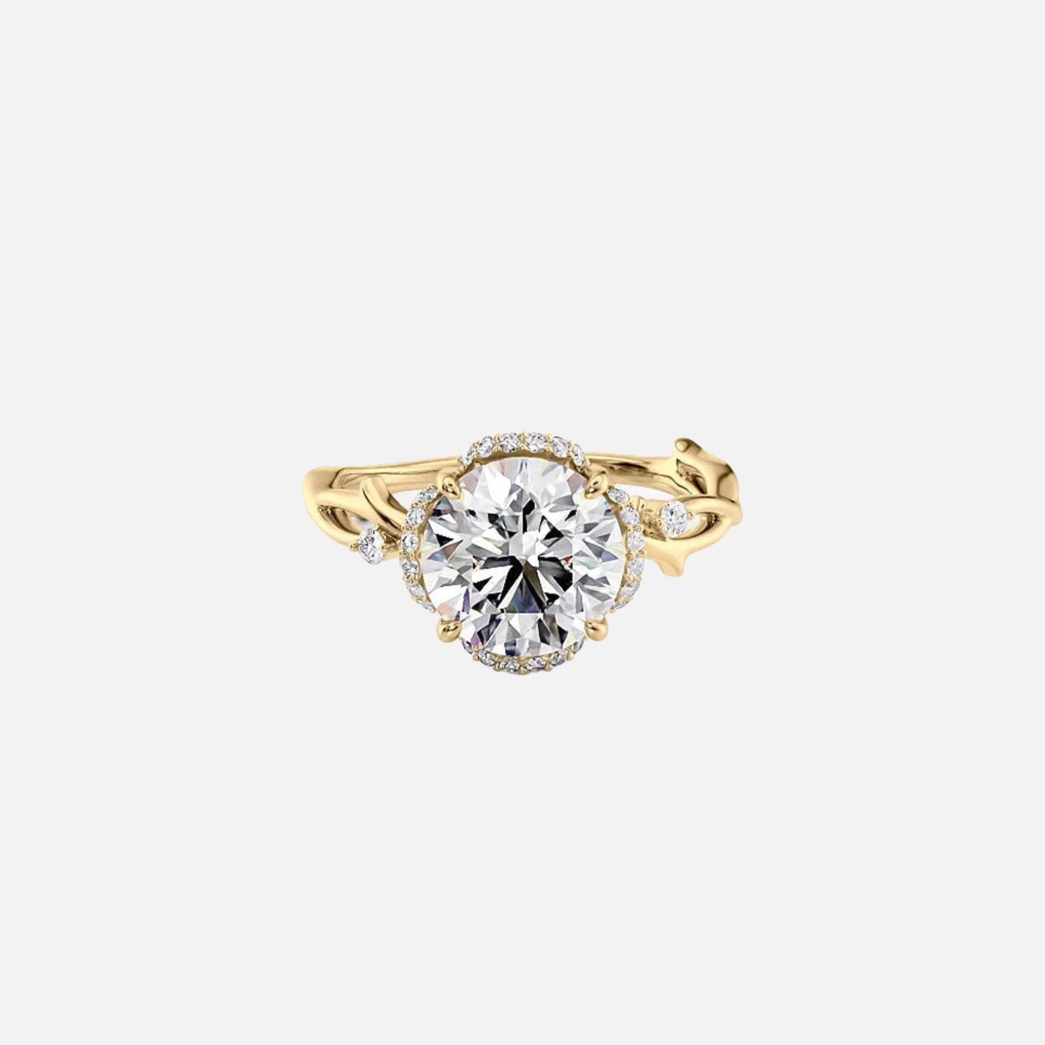 The Halo Twig Round Lab Diamond Ring 14k Yellow Gold 001