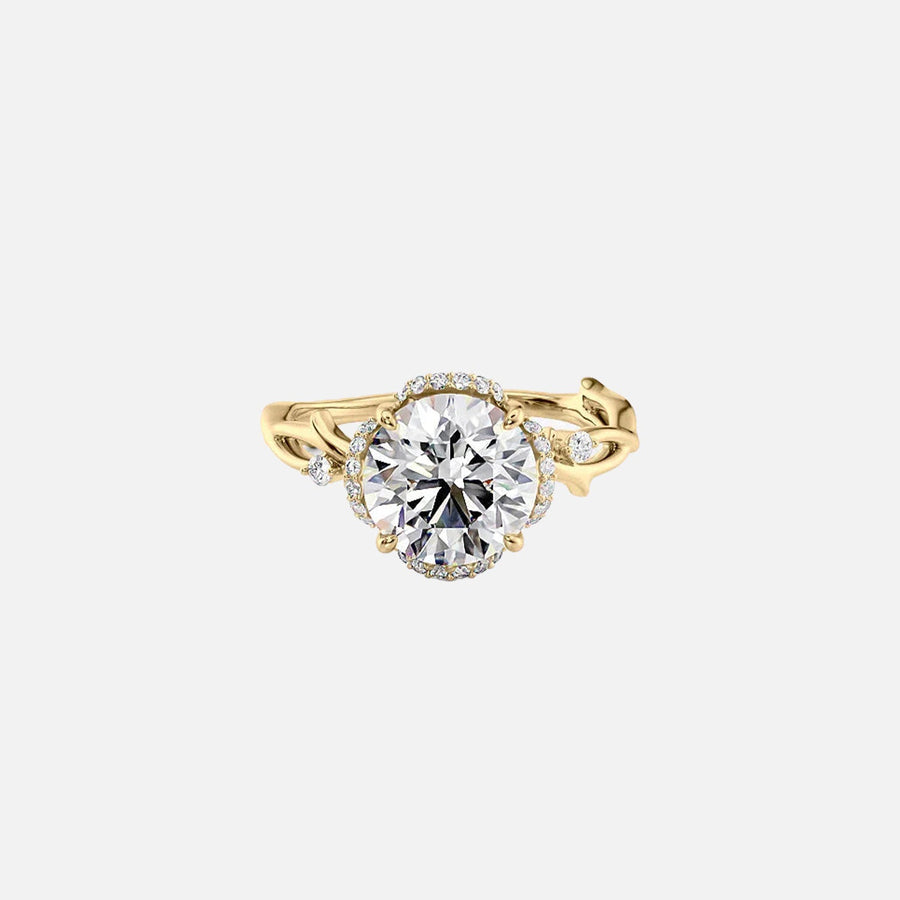 The Halo Twig Round Lab Diamond Ring 14k Yellow Gold 001