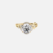  The Halo Twig Round Moissanite Ring 18k Yellow Gold 001