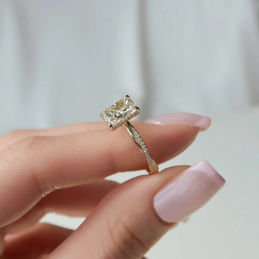 The Hidden Halo Camilla Radiant Pave Moissanite Ring - KNT - Engagement Rings, Wedding Bands & Fine Jewelry