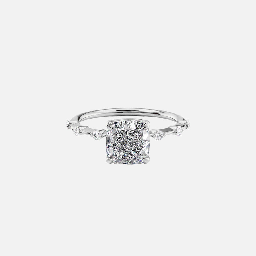  The Hidden Halo Penelope Cushion Lab Diamond Ring 18k White Gold 001