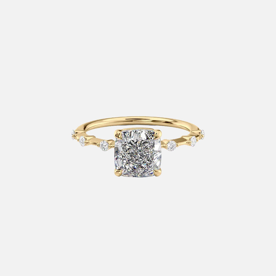  The Hidden Halo Penelope Cushion Lab Diamond Ring 18k Yellow Gold 001