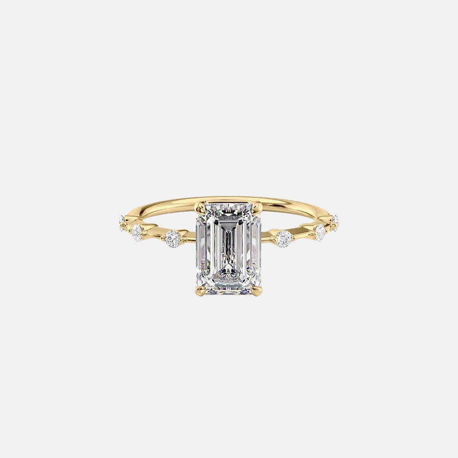 The Hidden Halo Penelope Emerald Lab Diamond Ring 18k Yellow Gold 001